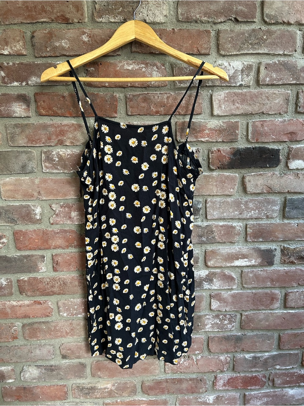 American eagle AE studio Black Daisy Print Spaghetti Strap mini dress